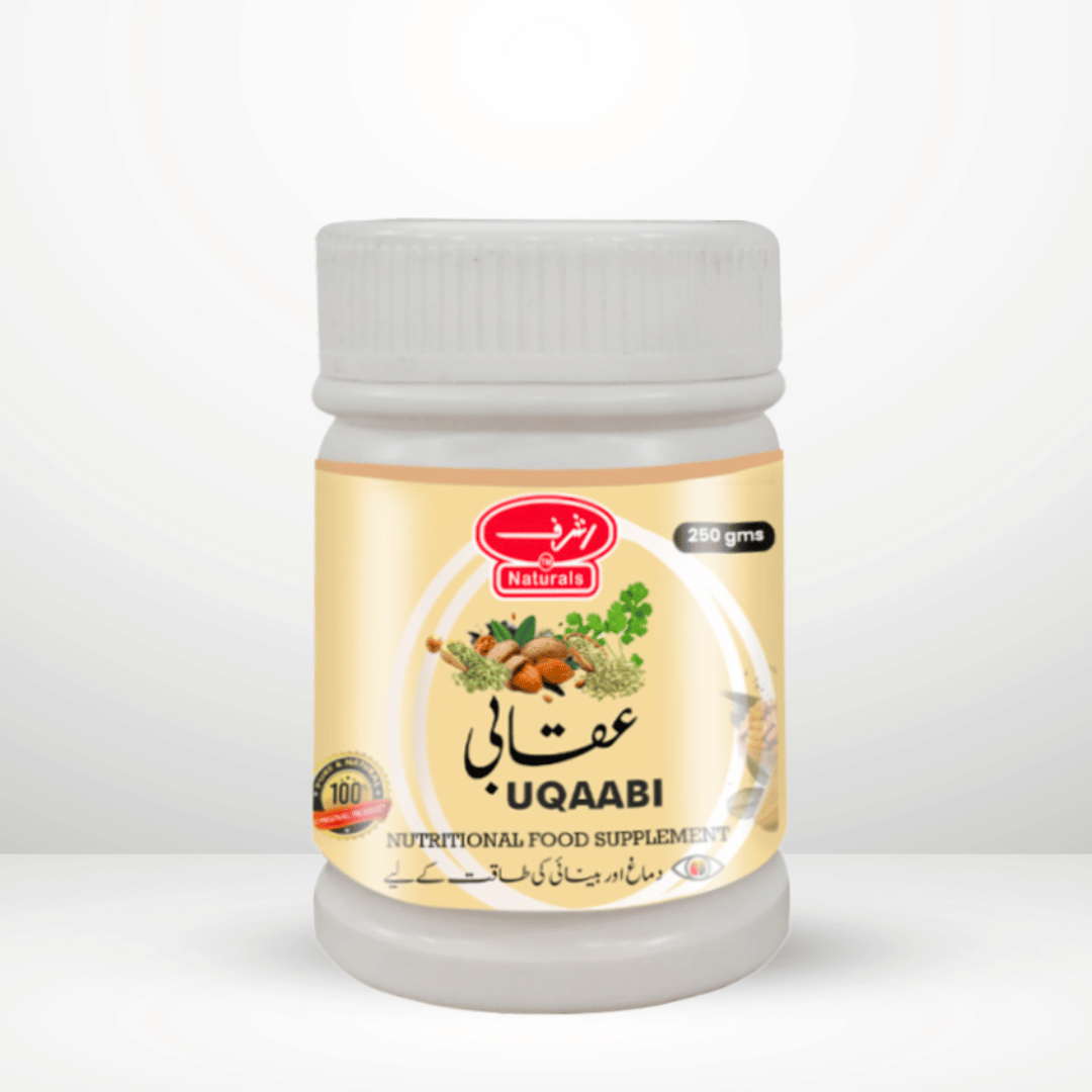 Jar of udasai powder on white background, eye vitamins in Pakistan, best supplement for eyesight improvement.